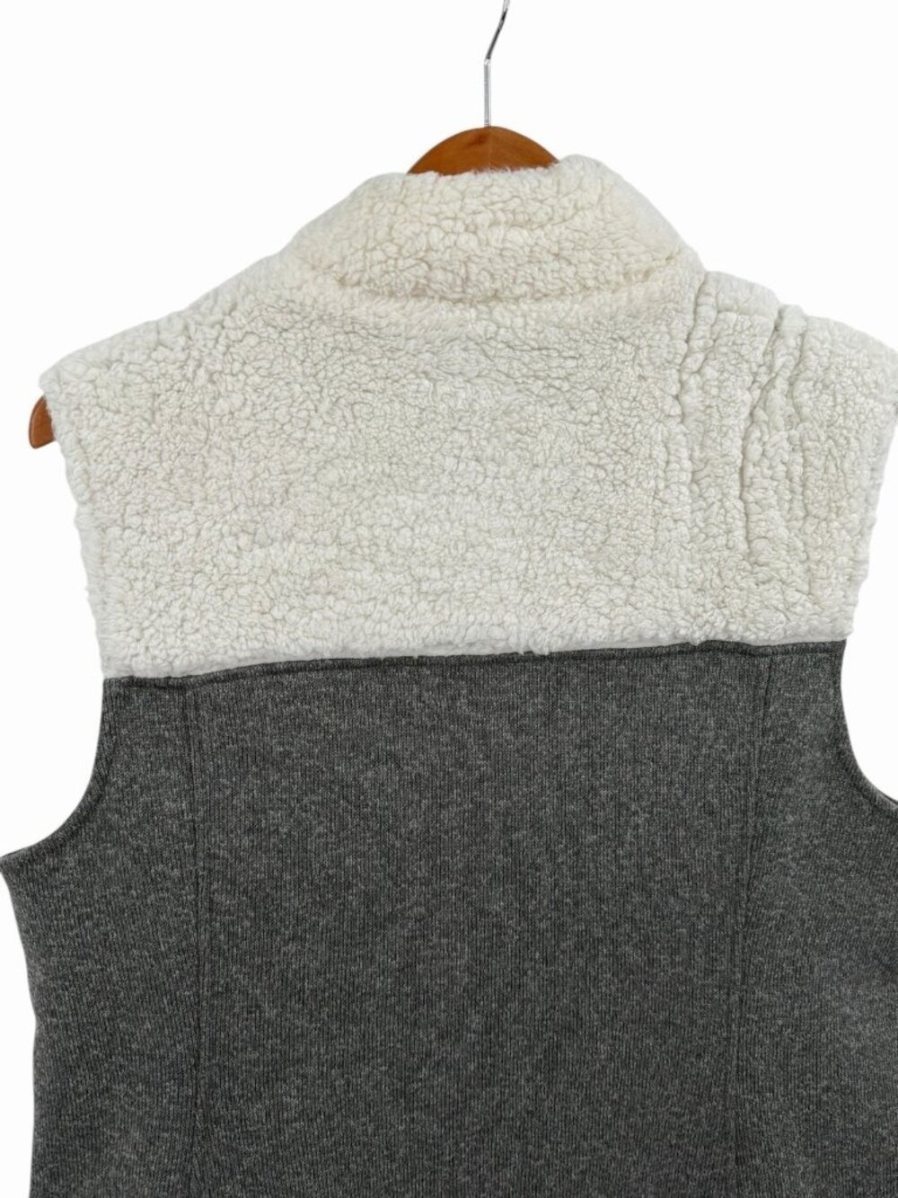 TITLE NINE Women's Gray Cream Sherpa Trim Callitrix Fleece Popover Vest XL - Picture 6 of 7